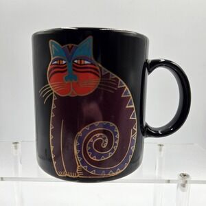 Vtg Laurel Burch Collector's 12oz Coffee Tea Mug "MYTHICAL CAT" Geometric Art